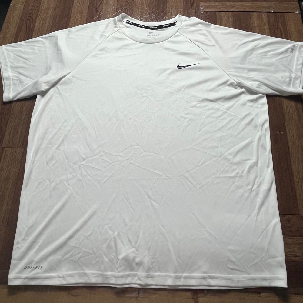 Nike Swim White Dri-Fit Tech Retro Running‎ Train Shirt XL